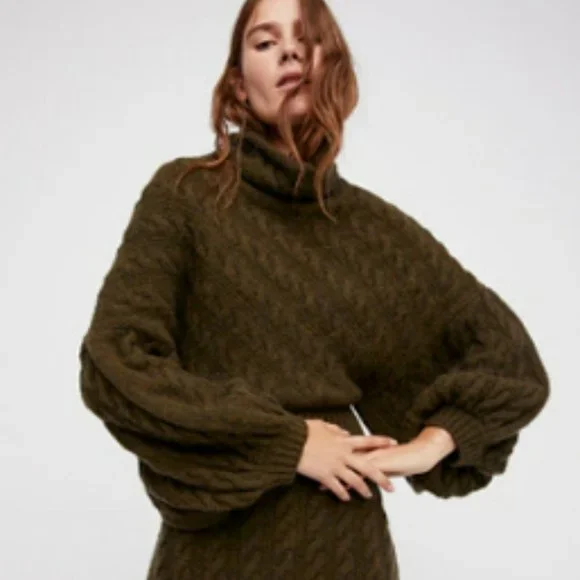 cable knit sweater dress free people Free People Women's Good As Sweater Dress Gold Size XS